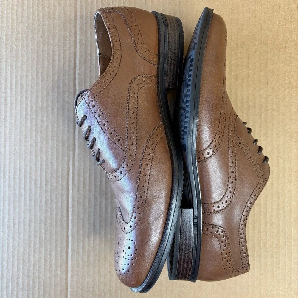 GH Bass Mens Brown Leather Wingtip Brogue Oxford Dress Shoes Lace Up